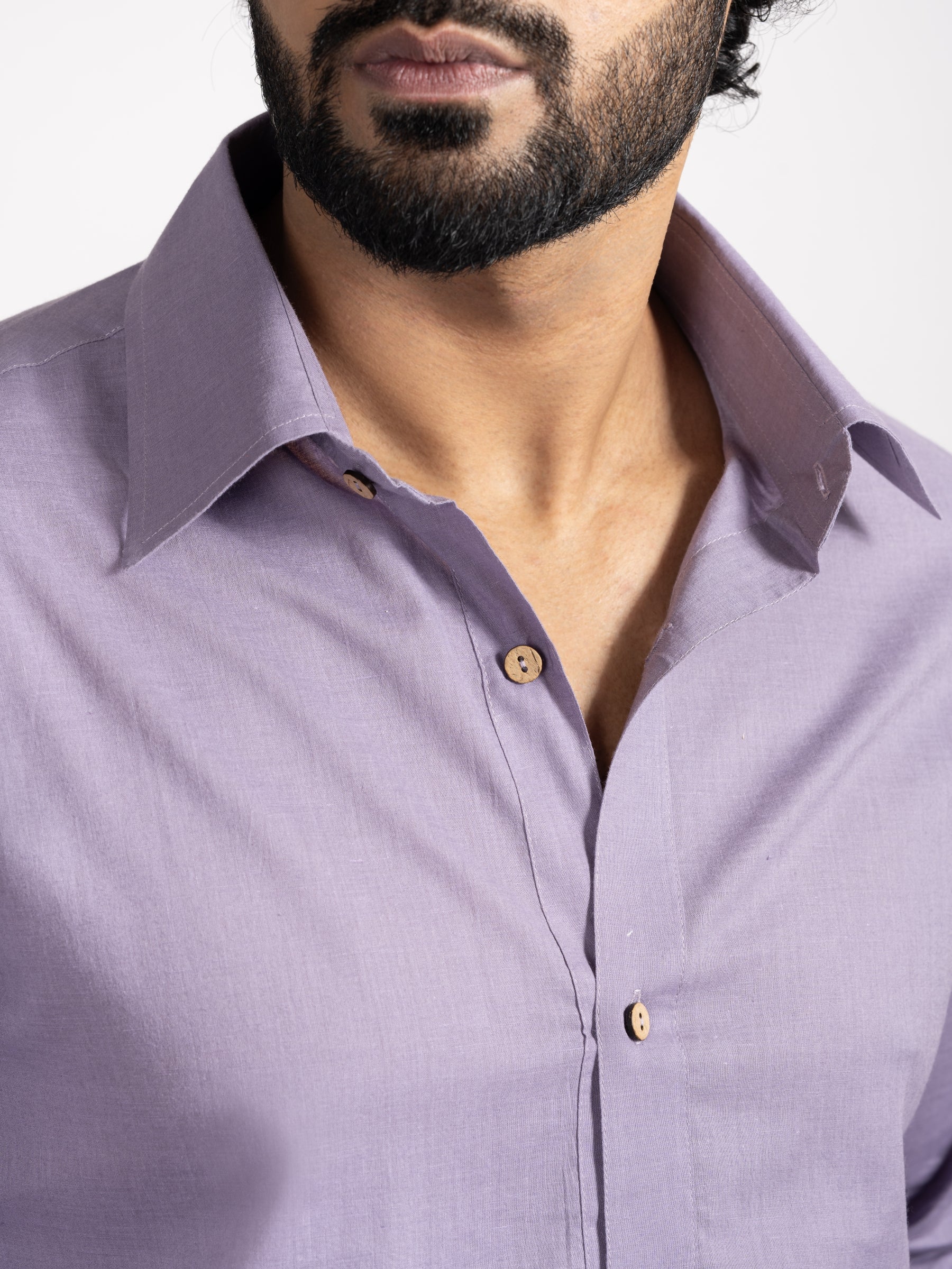 Amethyst Dust recycled cotton shirt – muted lavender made from post-consumer cotton