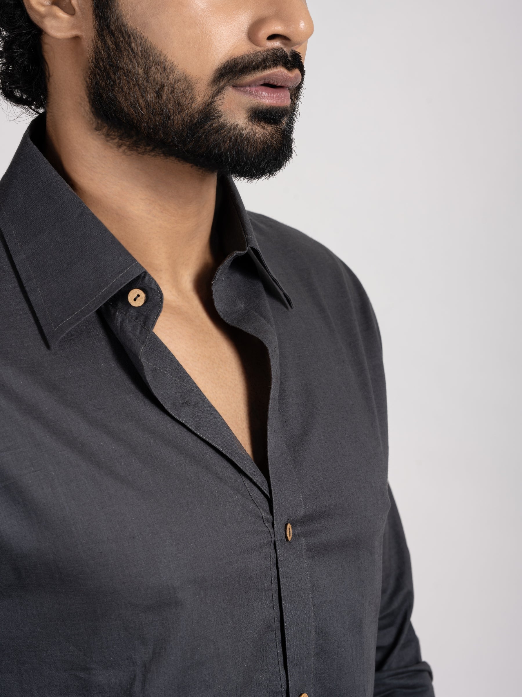 Graphite Alloy recycled cotton shirt – rugged grey style with eco-friendly appeal