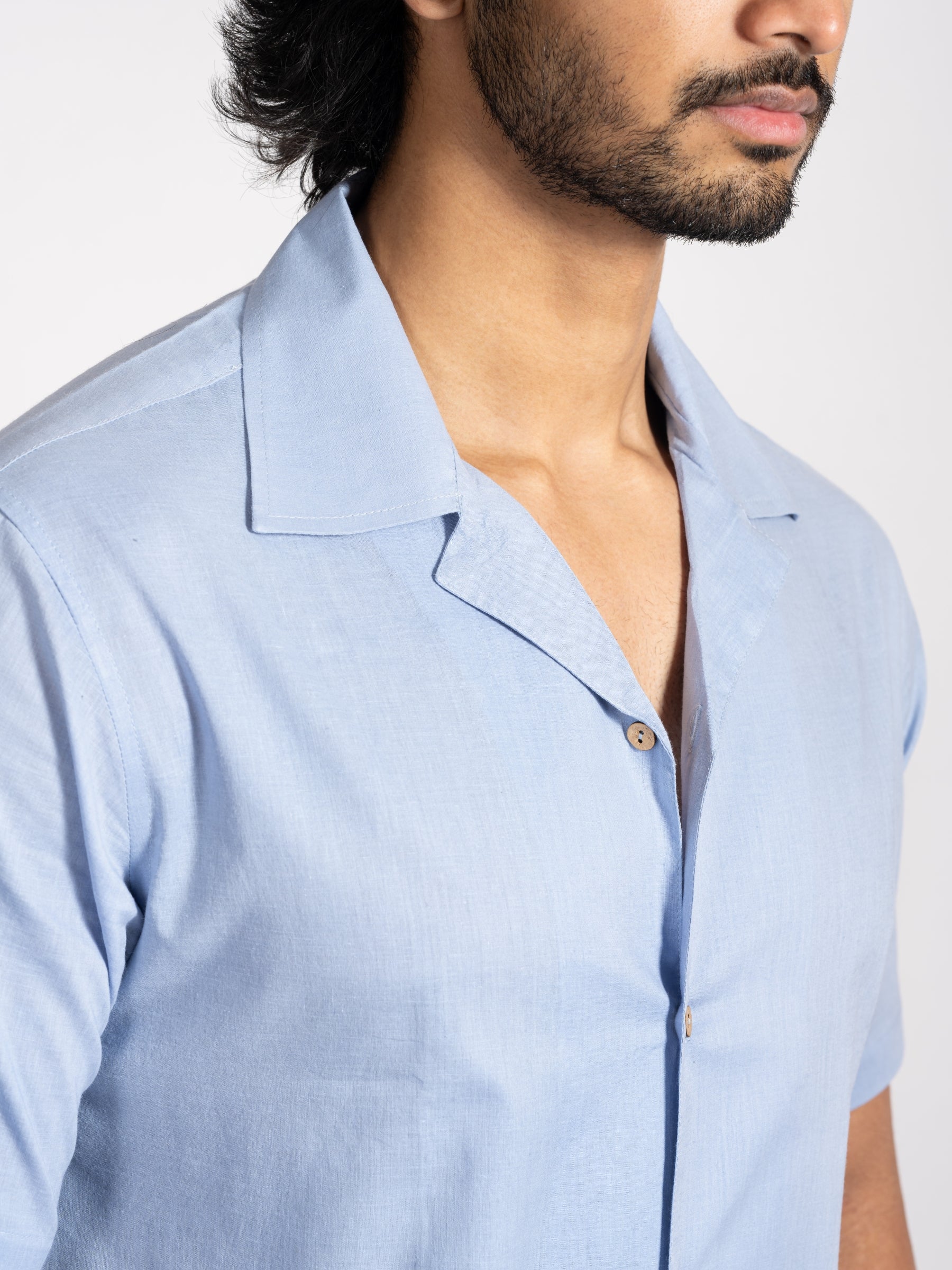 Reclaimed Sky recycled cotton shirt – fresh sky tone made from recycled fabrics