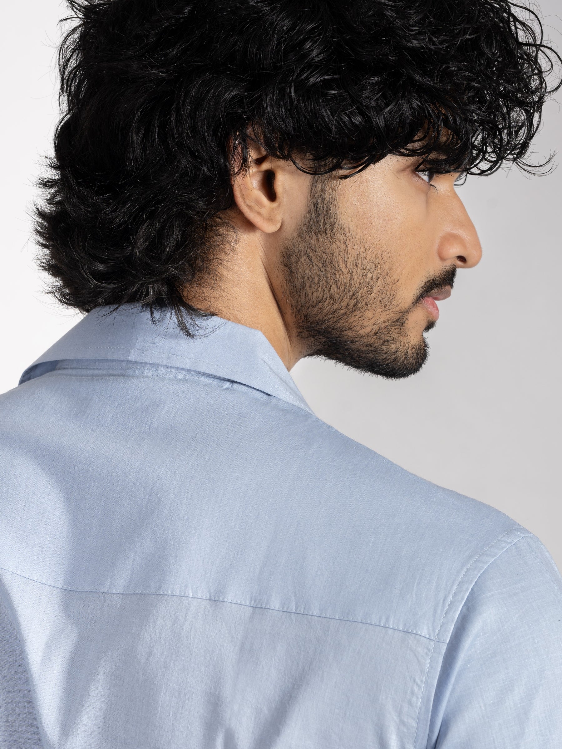 Reclaimed Sky recycled cotton shirt – fresh sky tone made from recycled fabrics