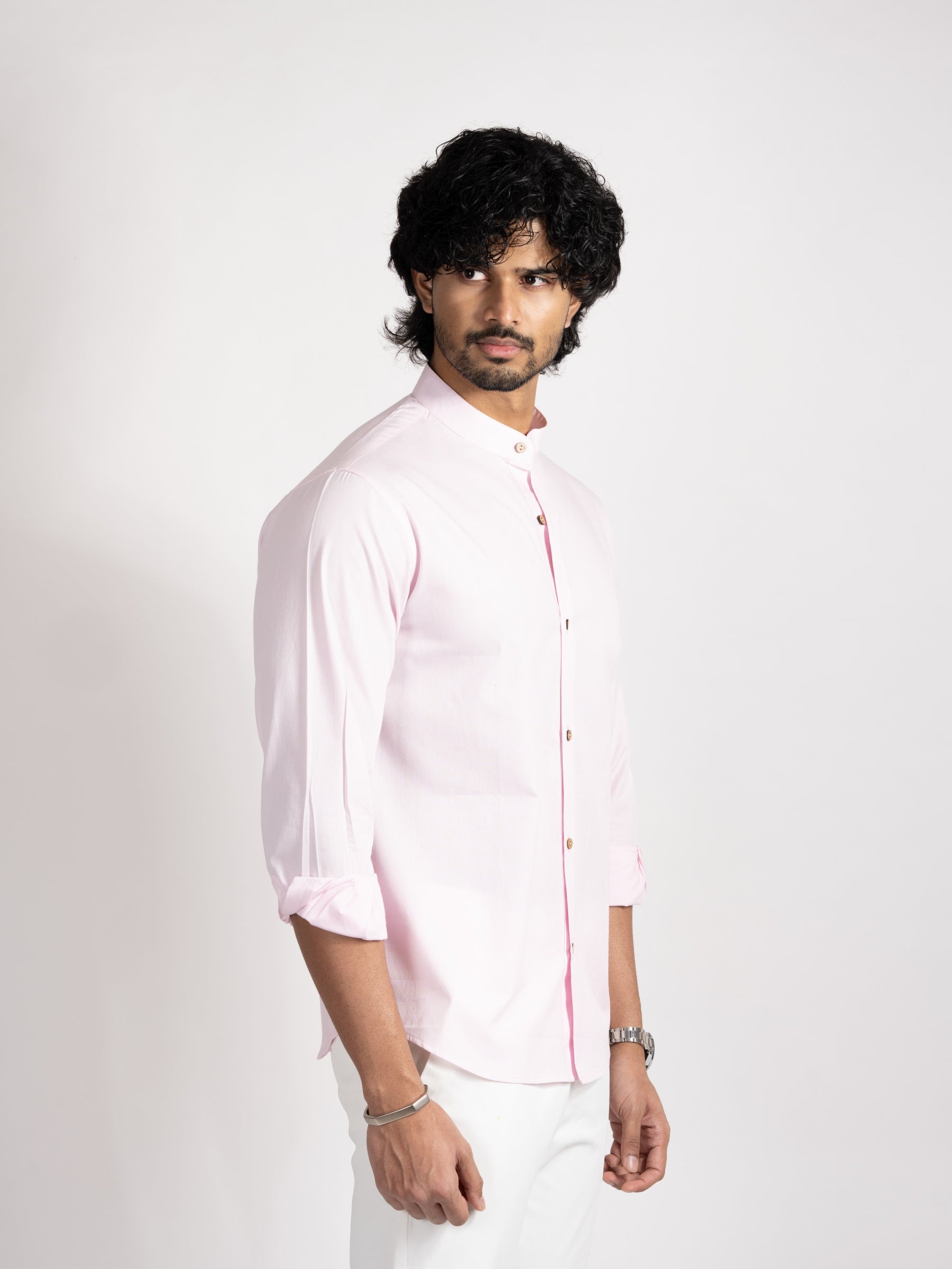 Tinted Rose organic cotton shirt – soft, chemical-free fabric in muted rose